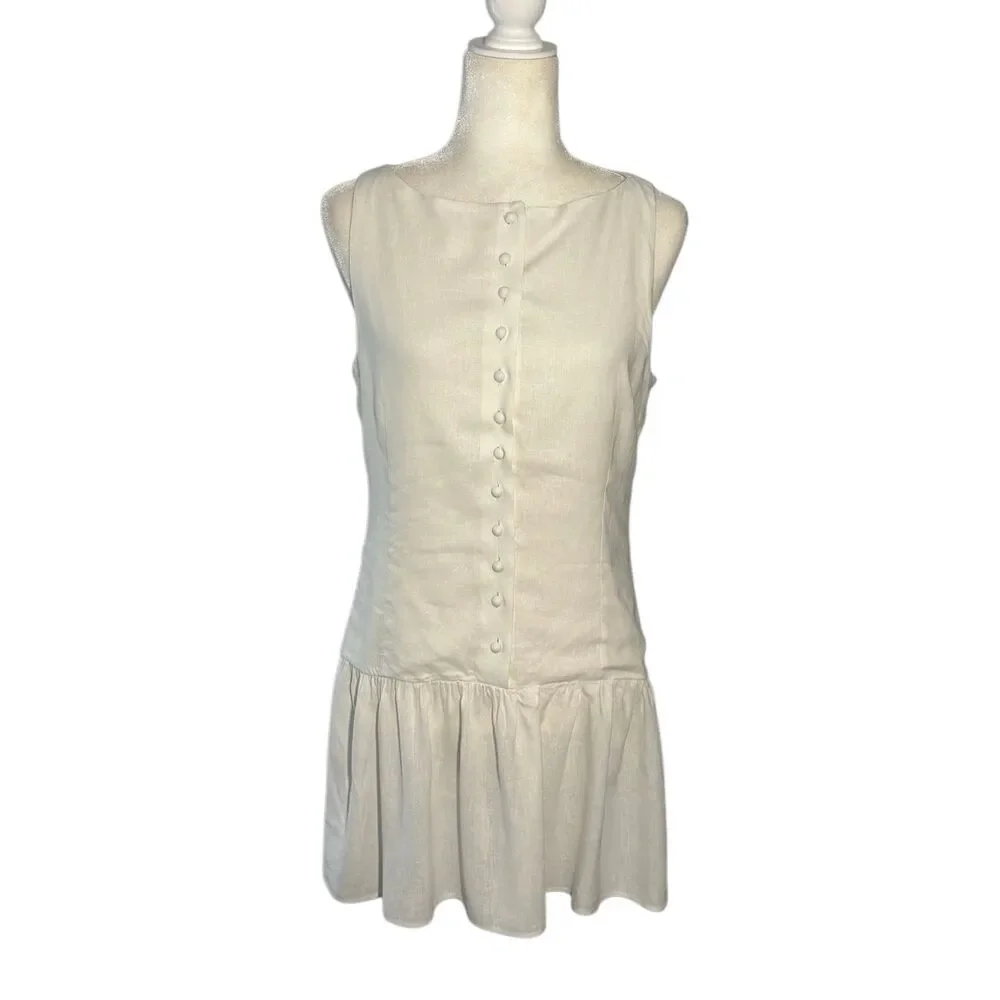 h&m drop waist dress Women's Khaki green Flared-skirt dress